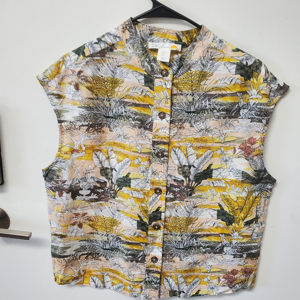 C&C California Multicolor Tropical Print Blouse